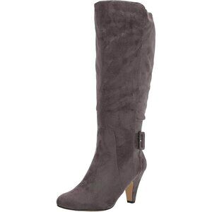 Bella Vita Womens Wide Calf Suede Troy Ii Knee-High Boots Side Zip Grey Size 7.5